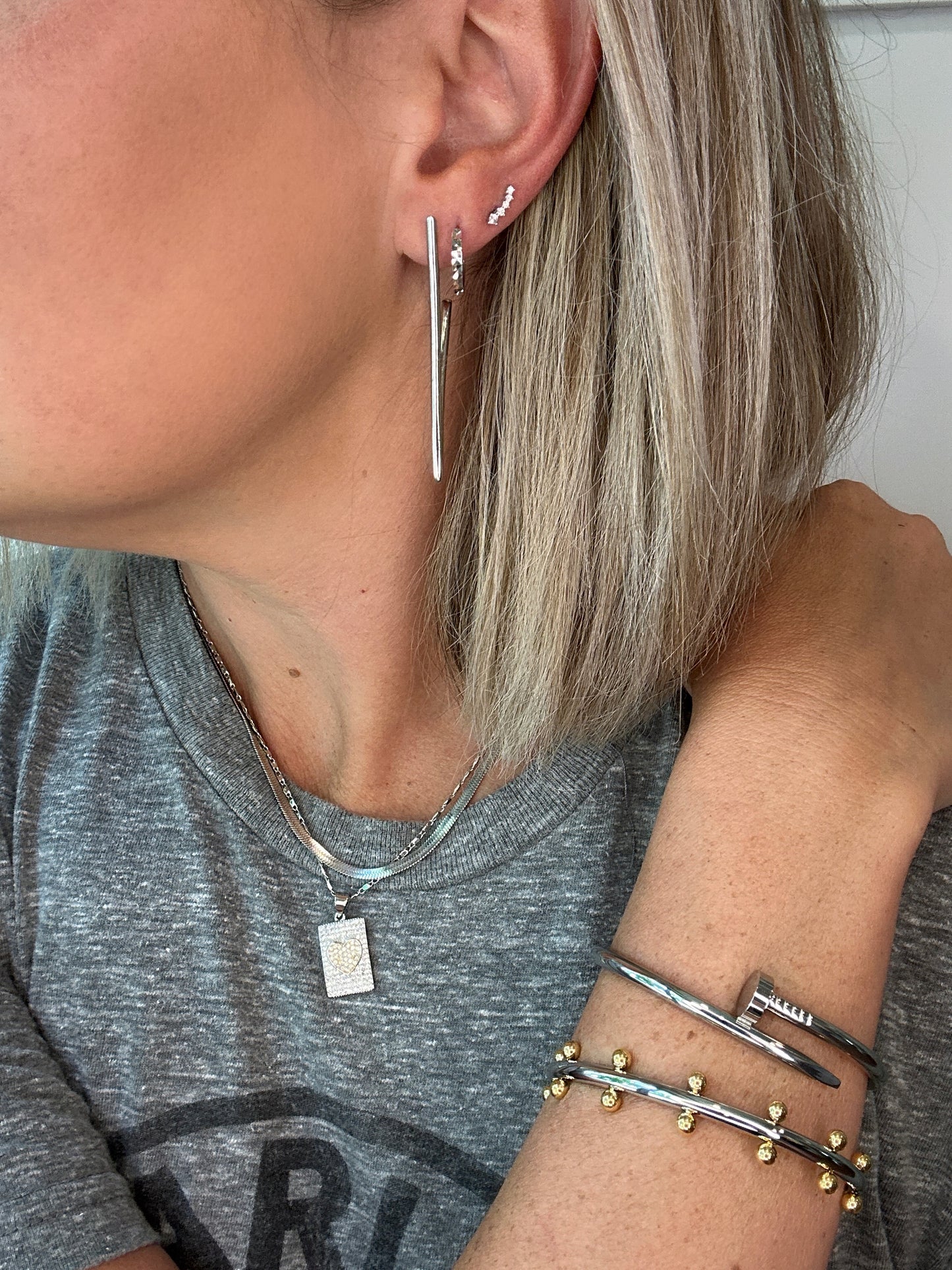 Textured Silver Huggie