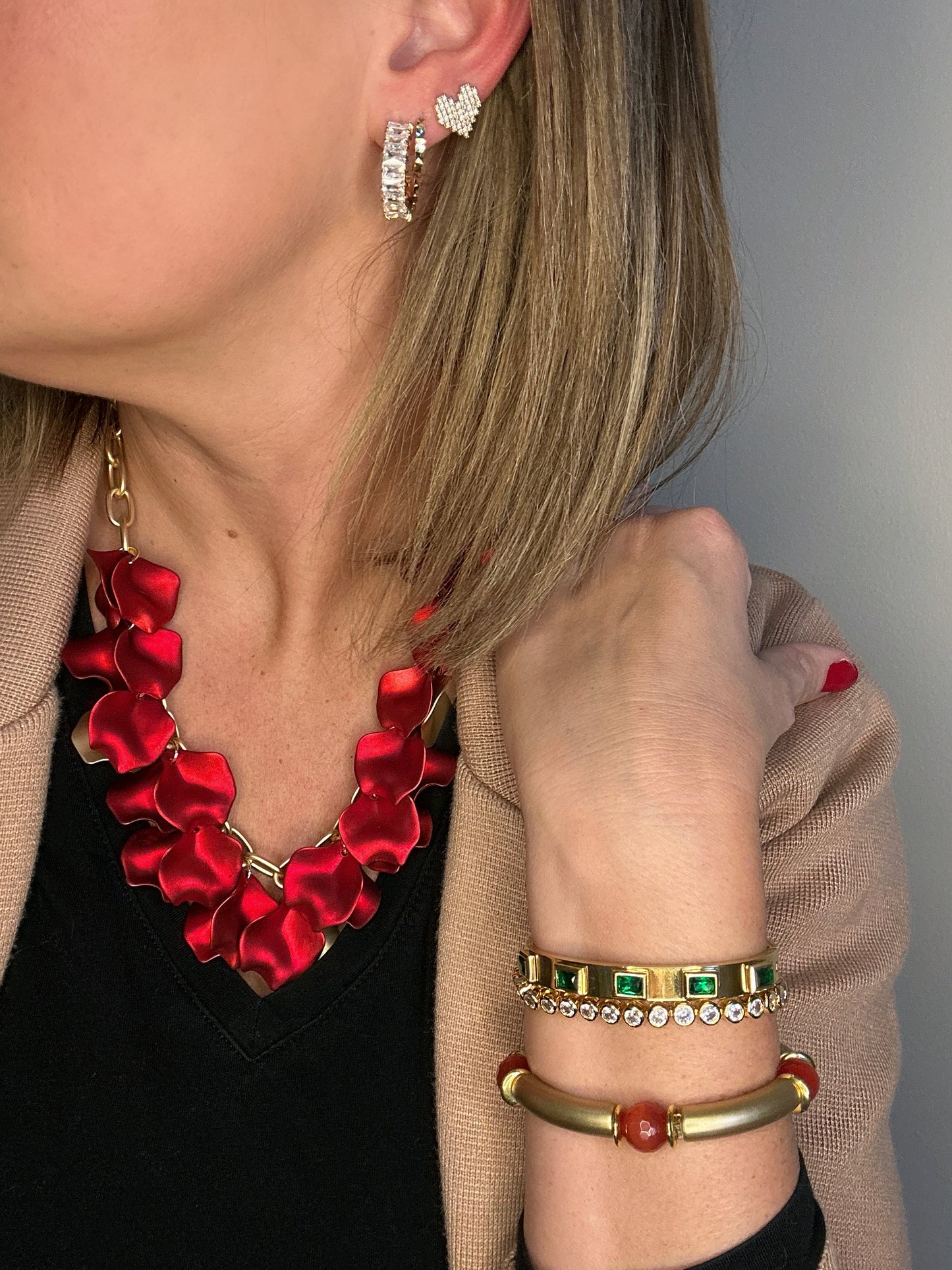 Gold Crystal Shimmer Hoops