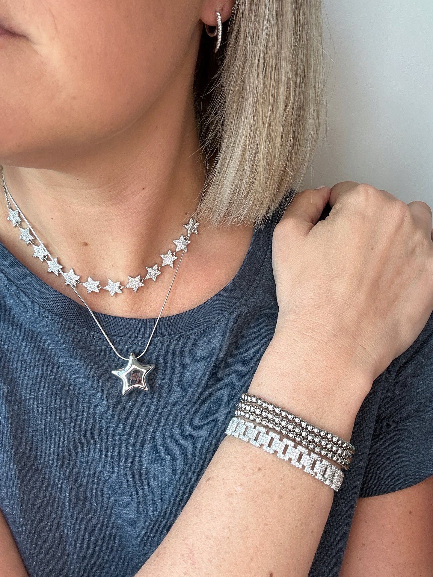 Star Power in Silver Necklace