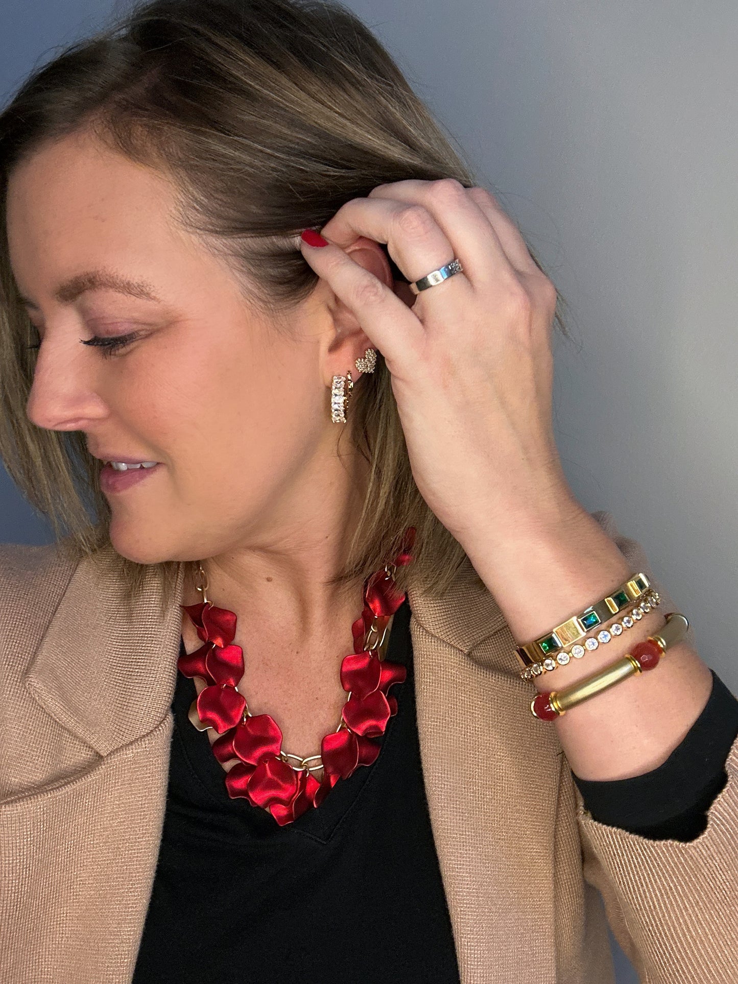 Gold Crystal Shimmer Hoops