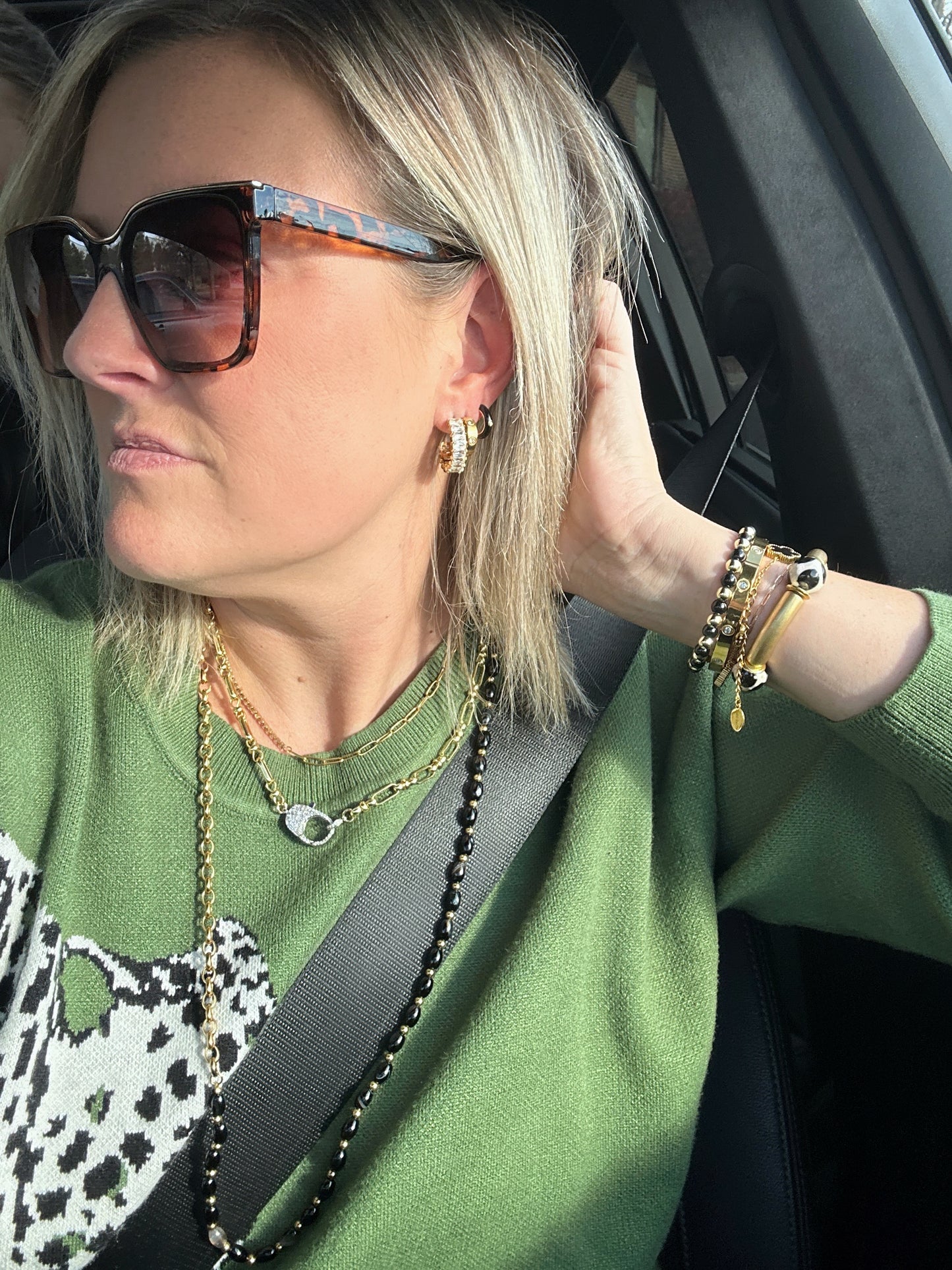 Gold Crystal Shimmer Hoops