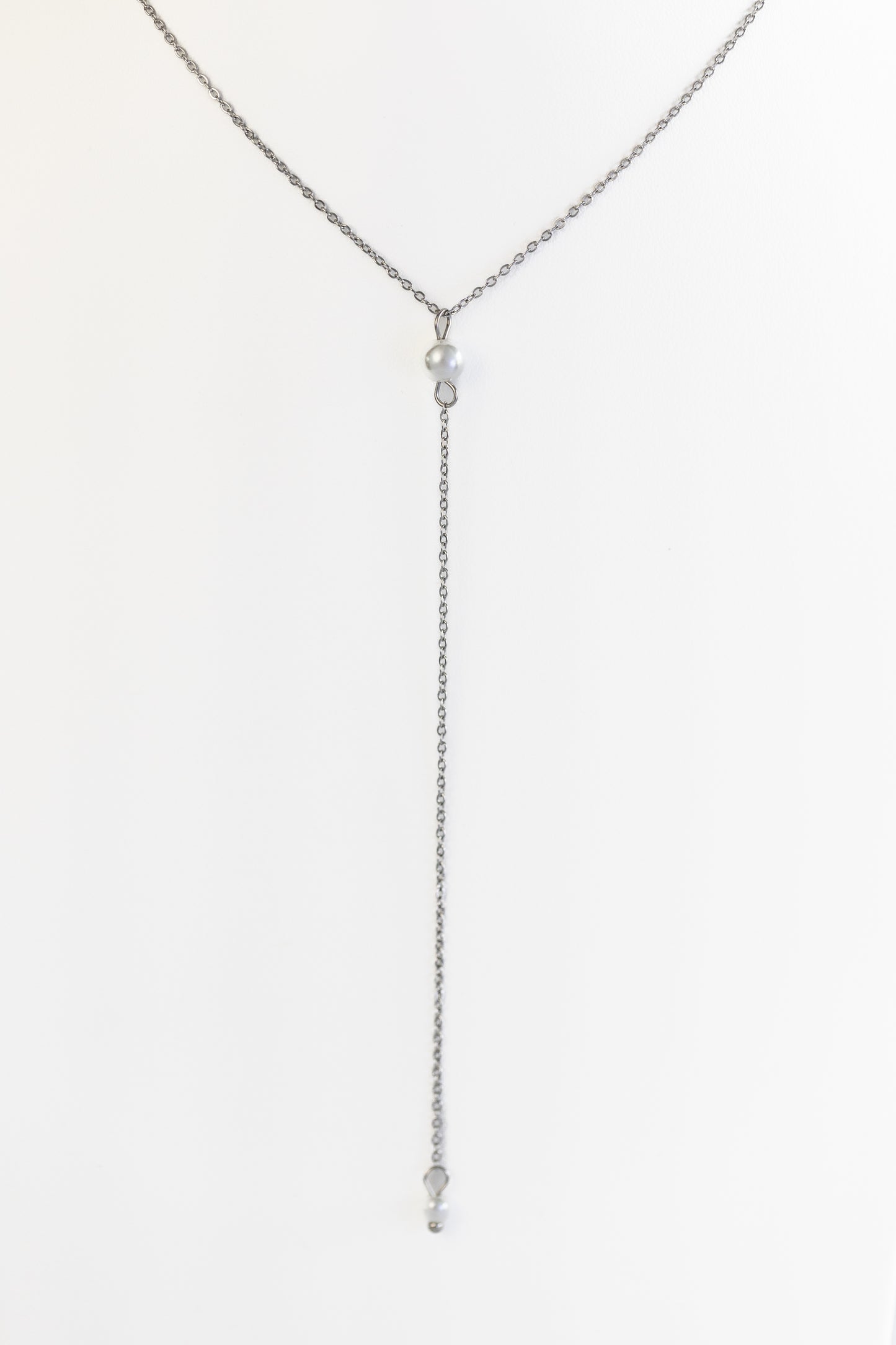 Silver Pearl Drop Necklace