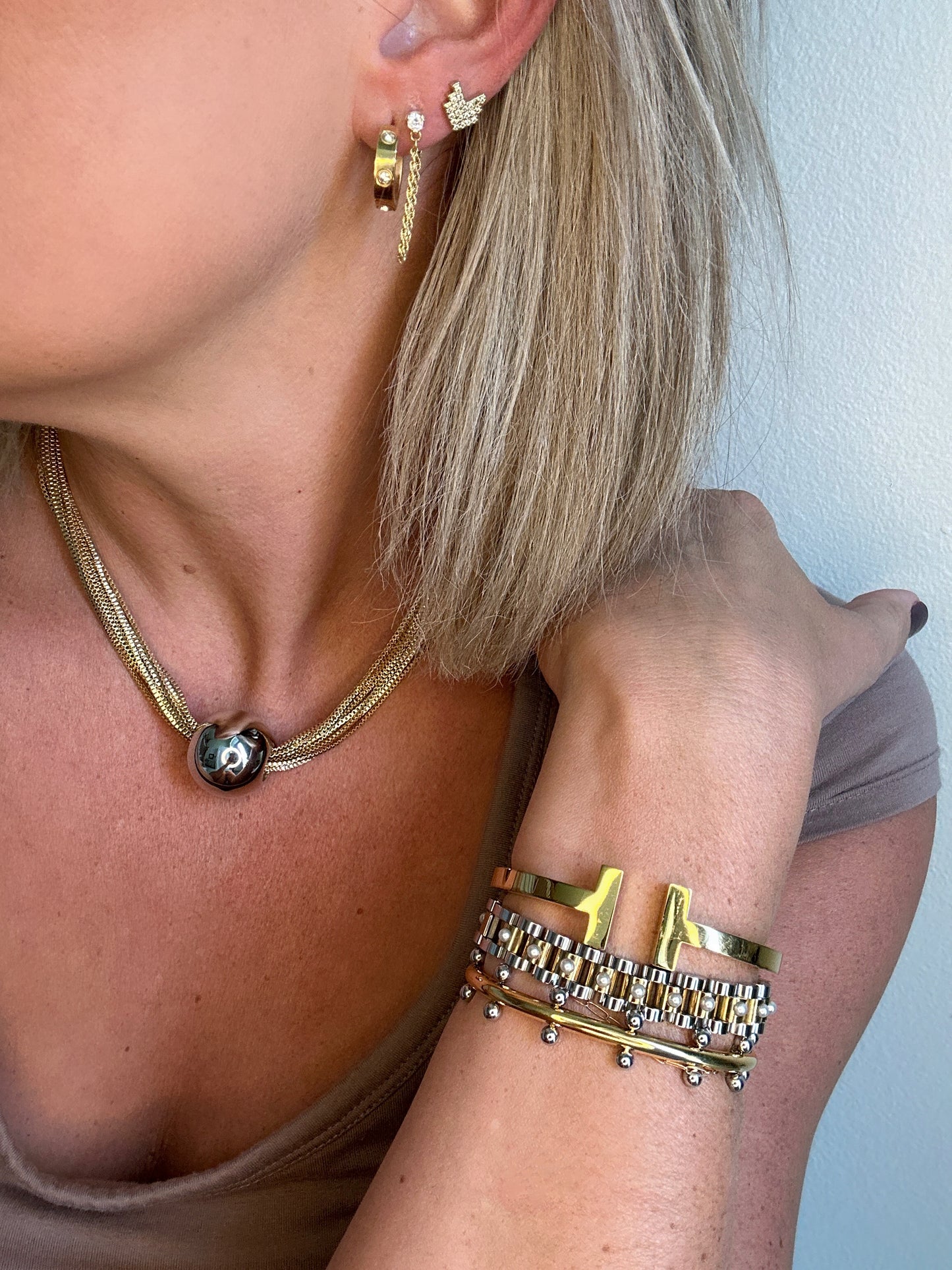 Cindy Gold Studded Cuff