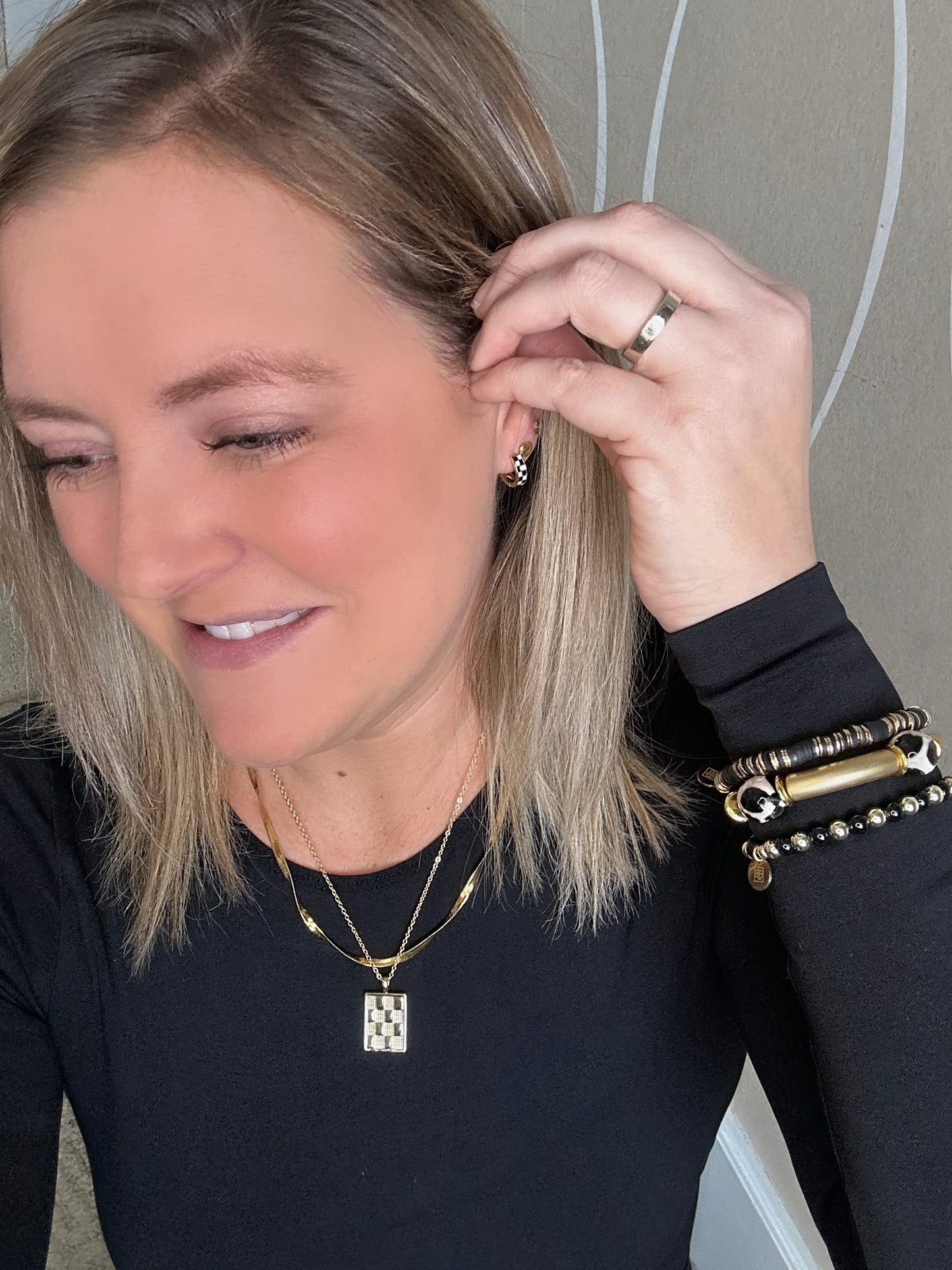 Checkered Gold Necklace