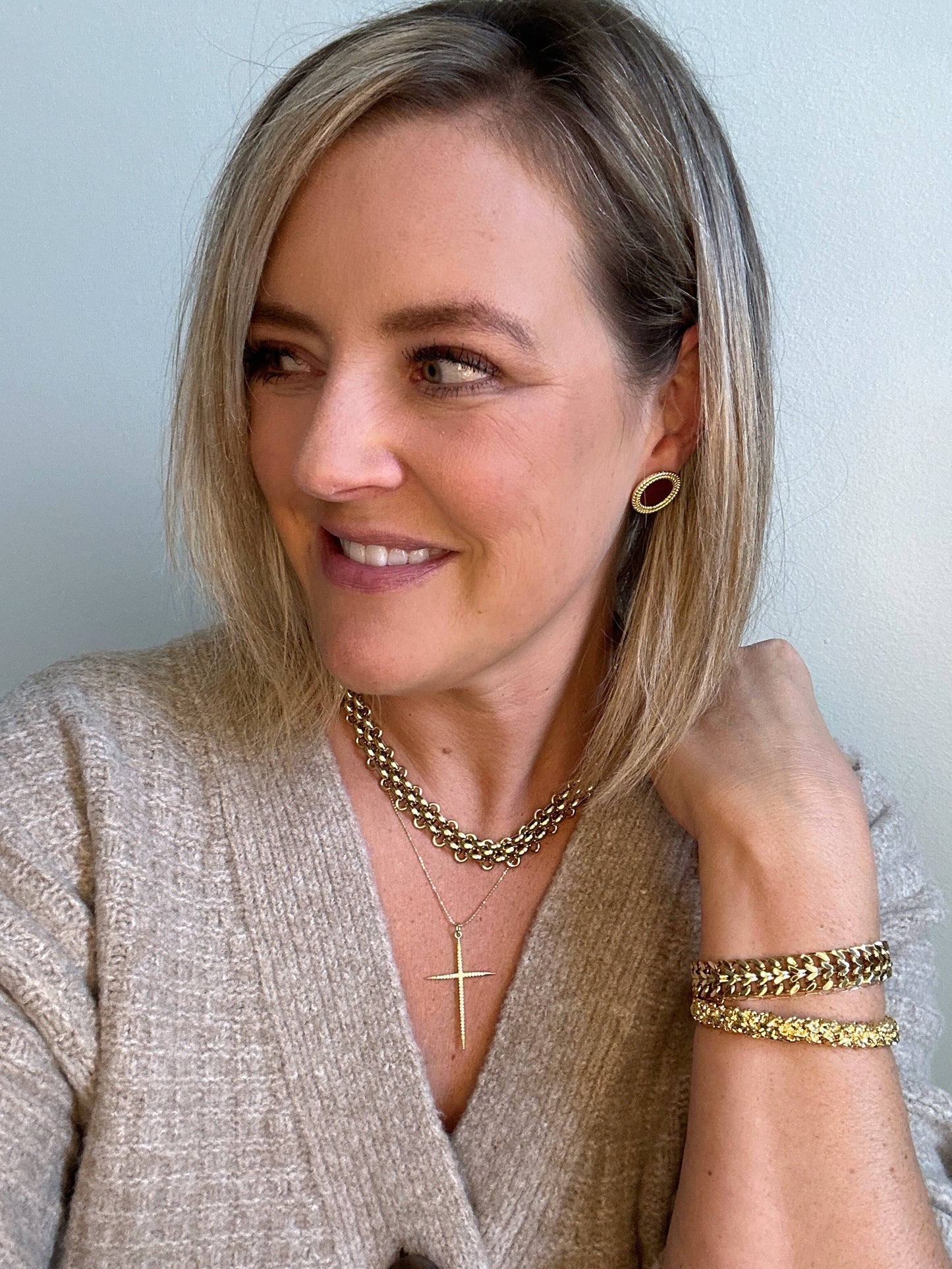 Maroon Rounds Earring