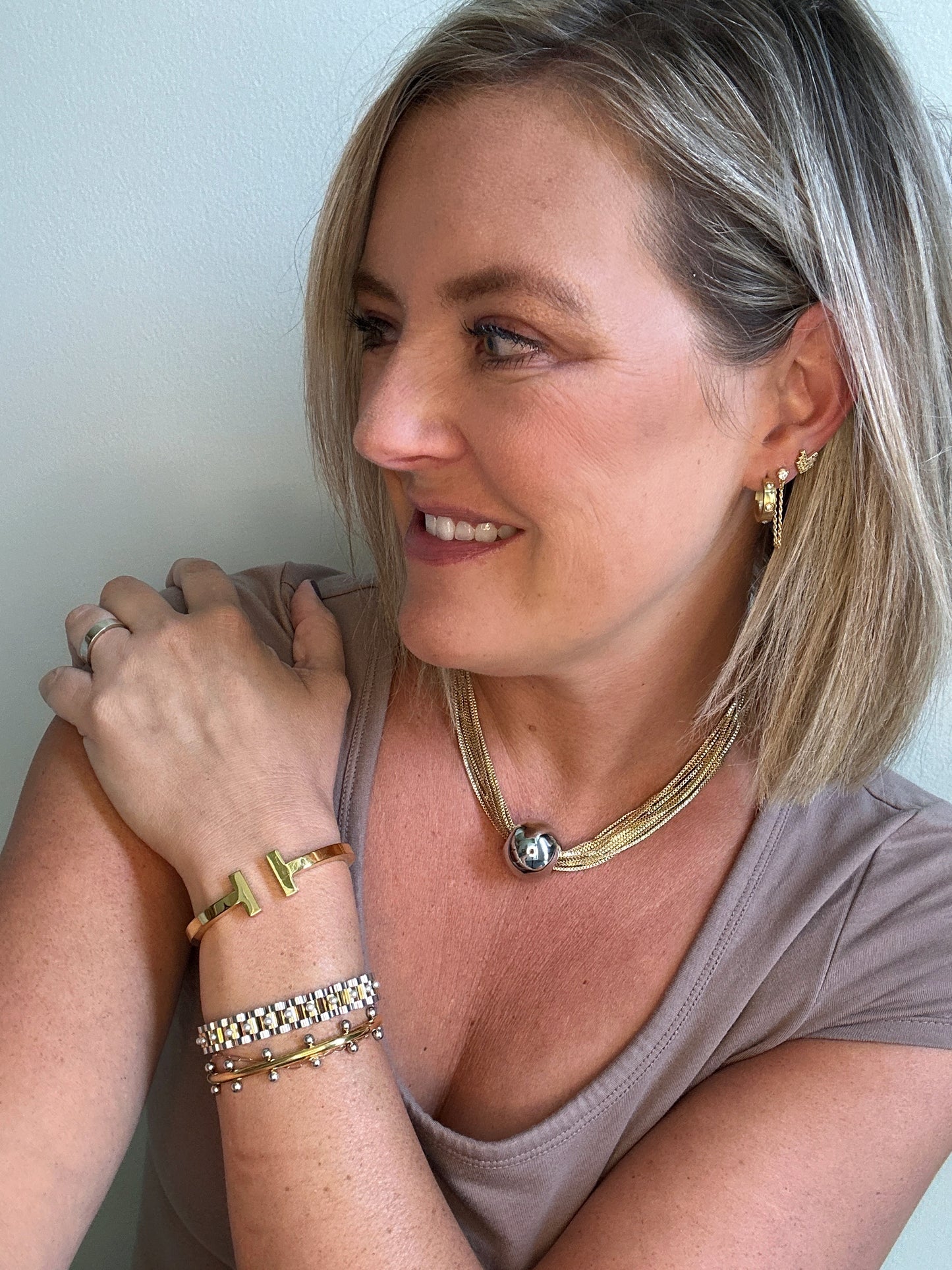 Cindy Gold Studded Cuff