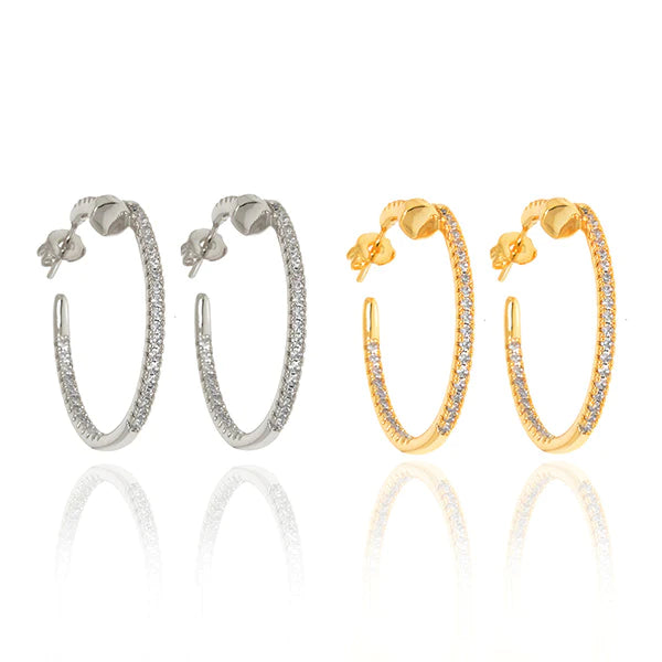 Diamond Nail Gold Hoop