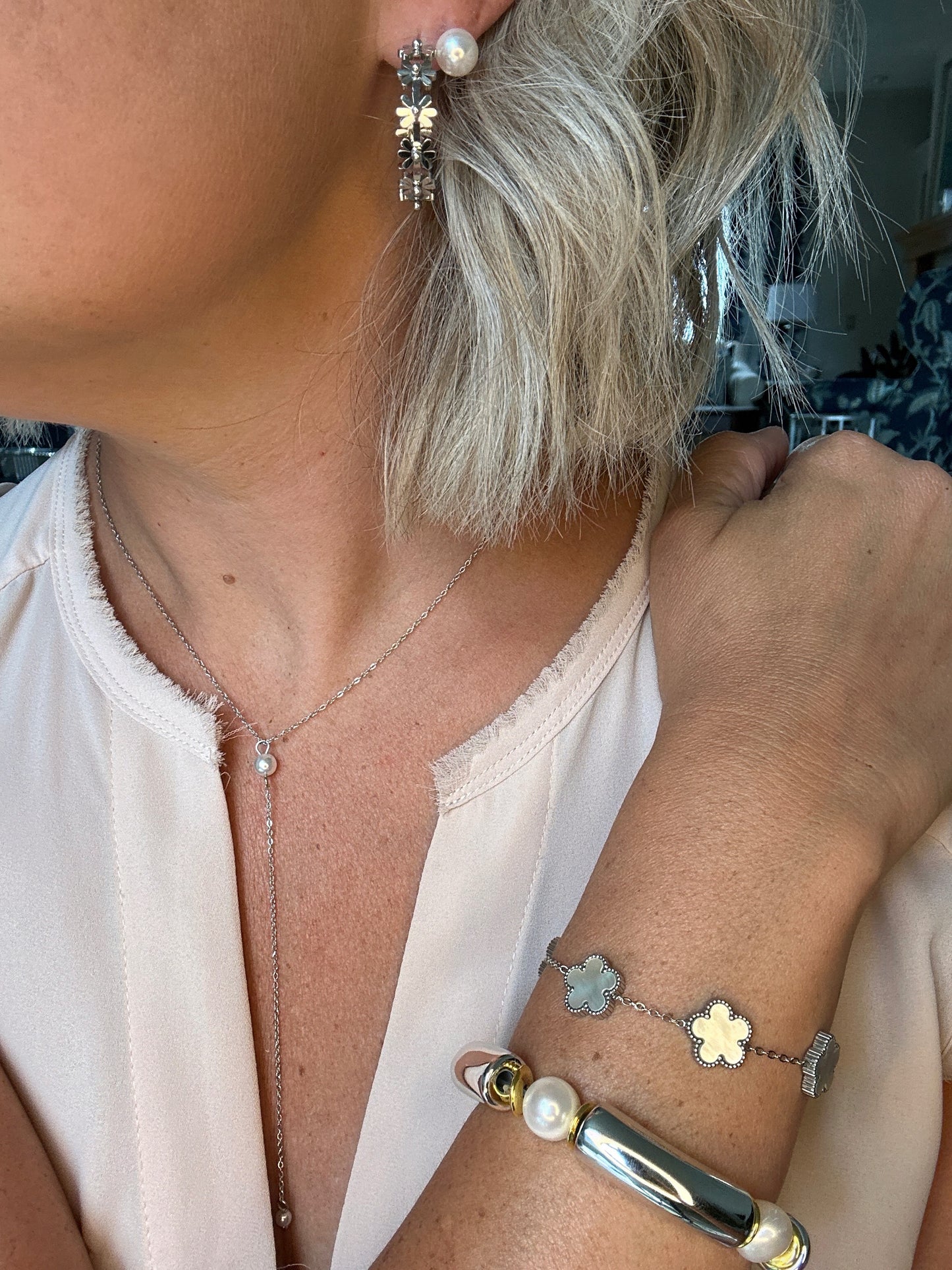 Silver Pearl Bracelet