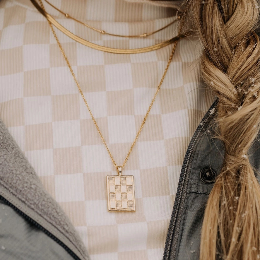 Checkered Gold Necklace