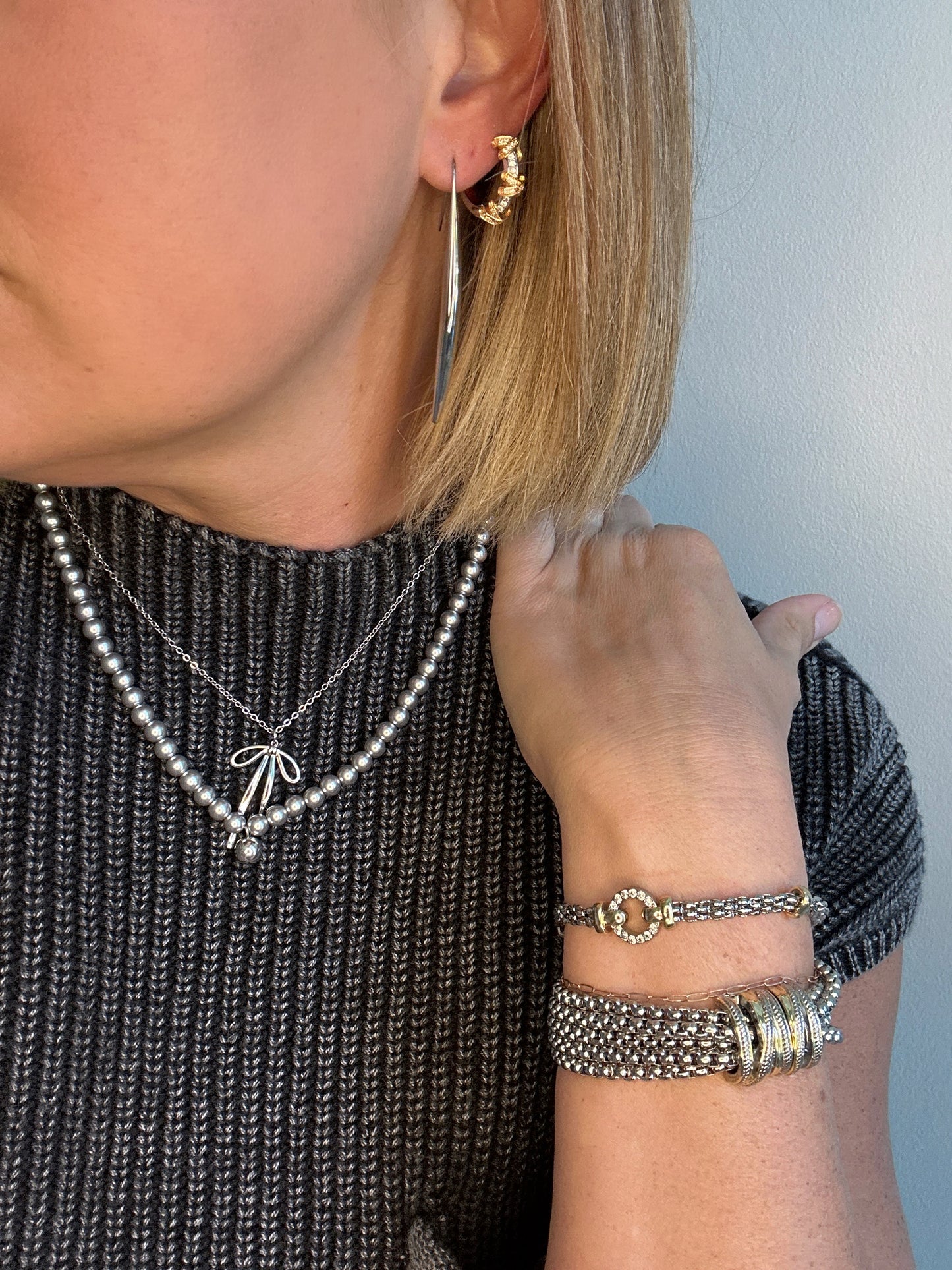 Silver Pearls Necklace