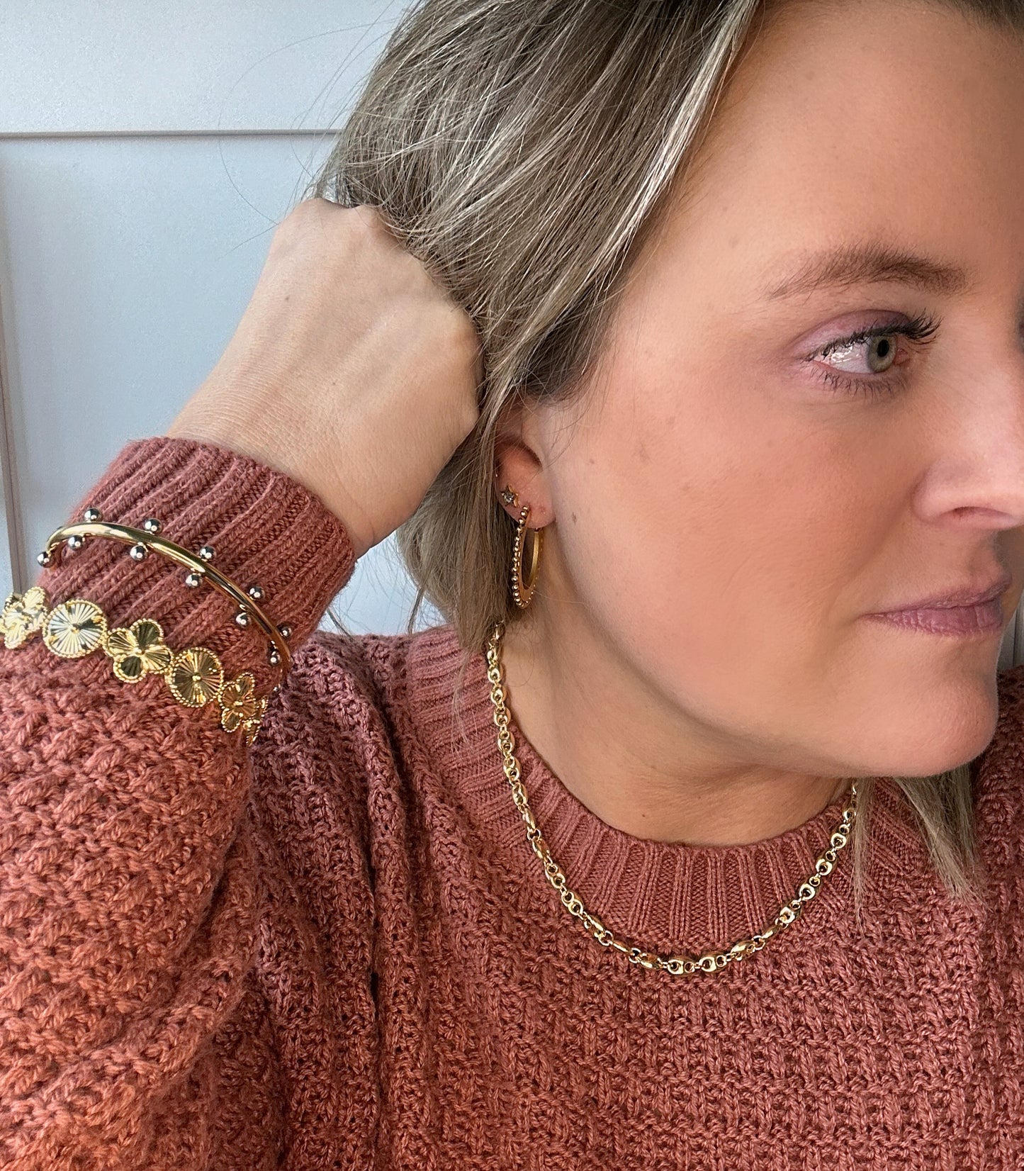 Cindy Gold Studded Cuff