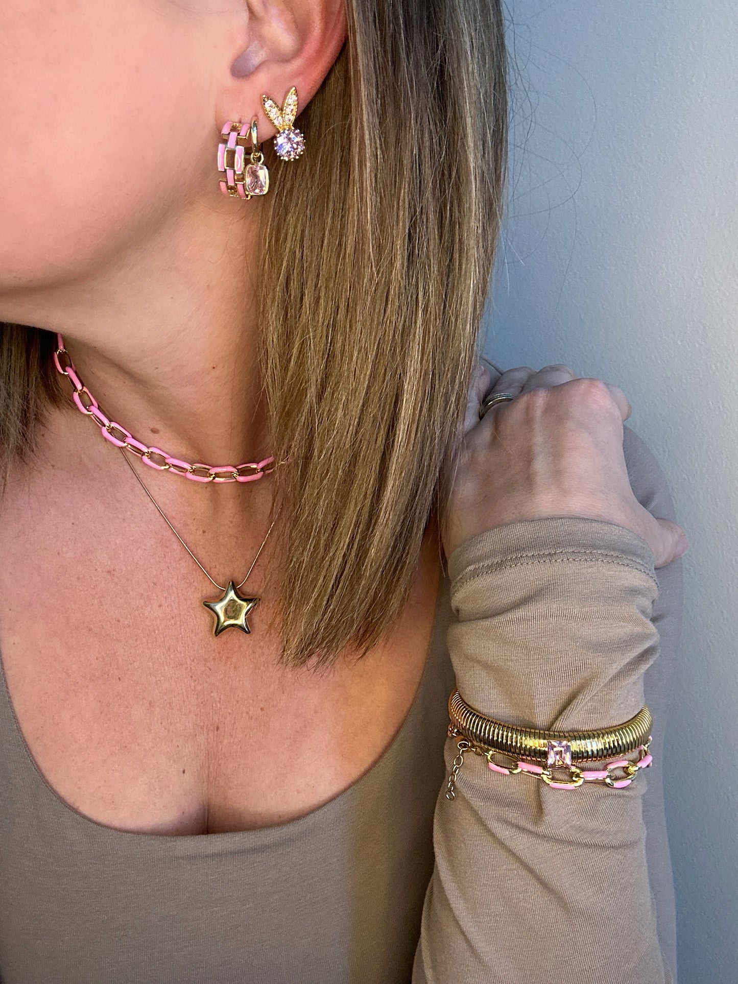 Penny Pink Chain Bracelet