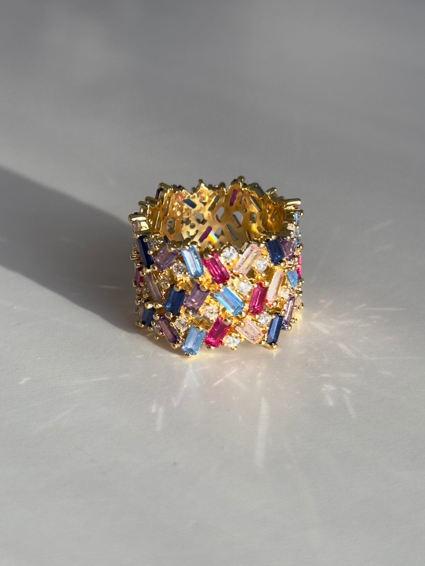 Rainbow Baguette Ring
