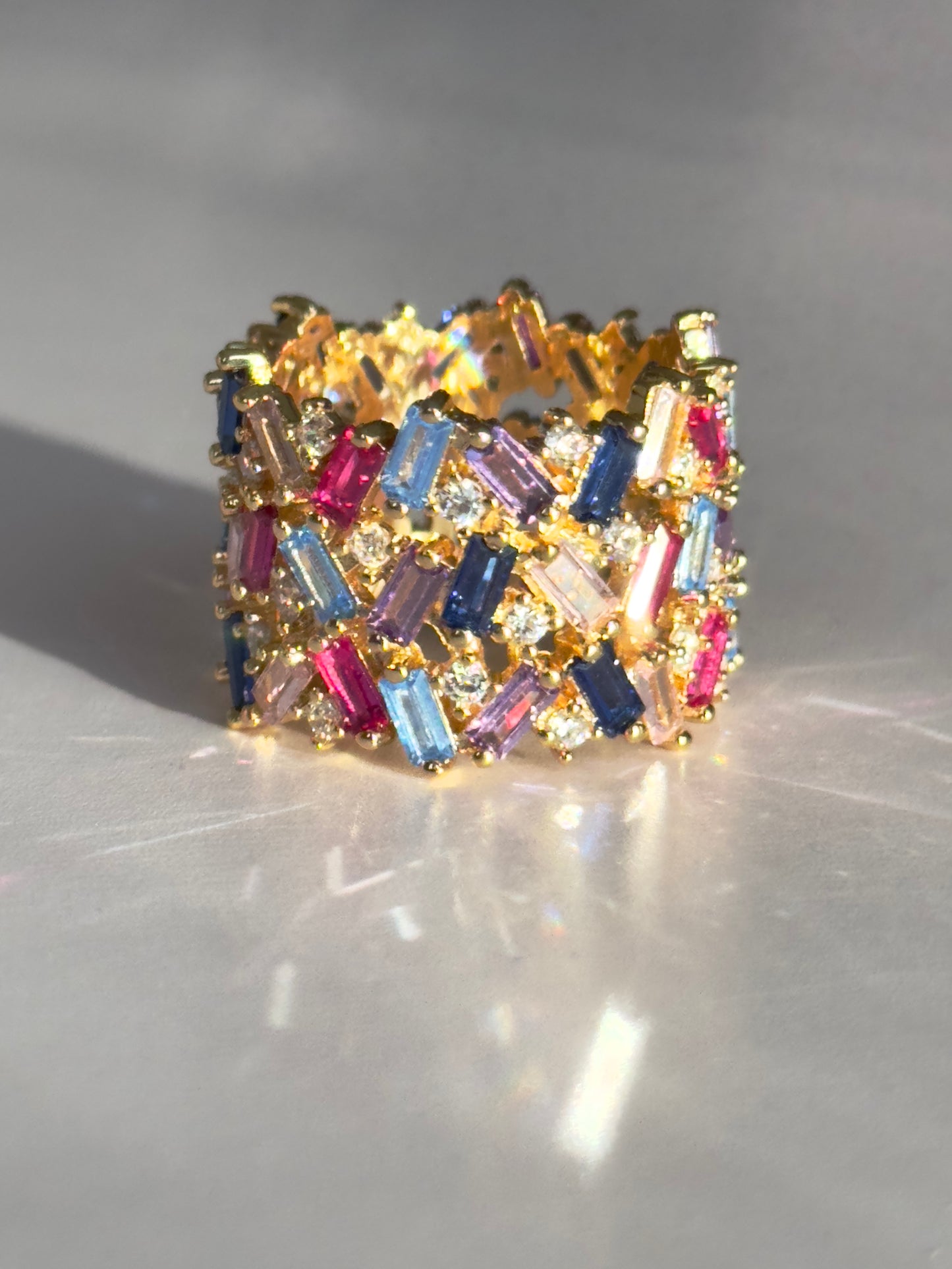 Rainbow Baguette Ring