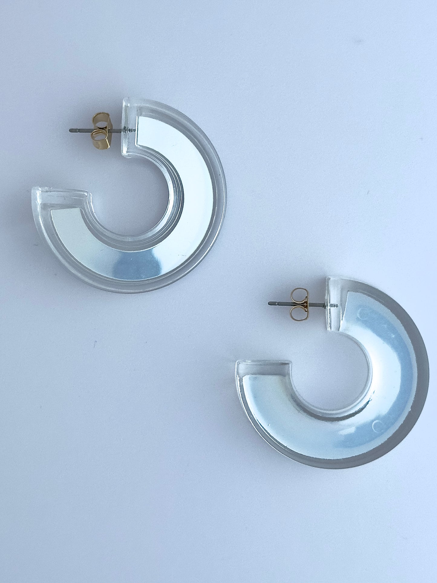 Clear Silver Hoops