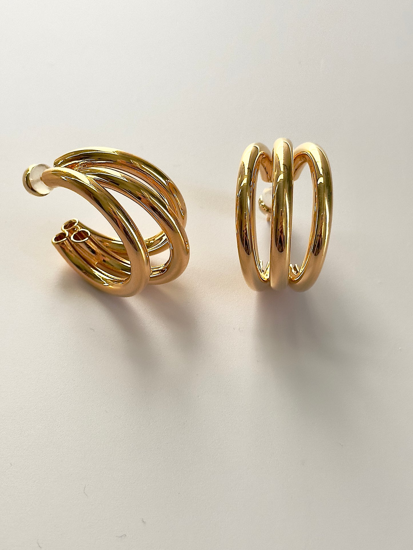 Gold Tri Hoops