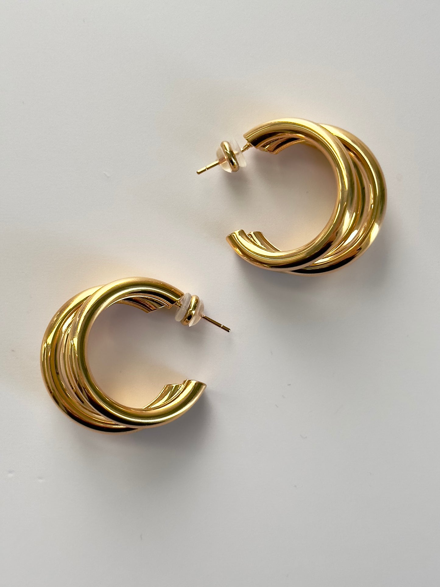 Gold Tri Hoops