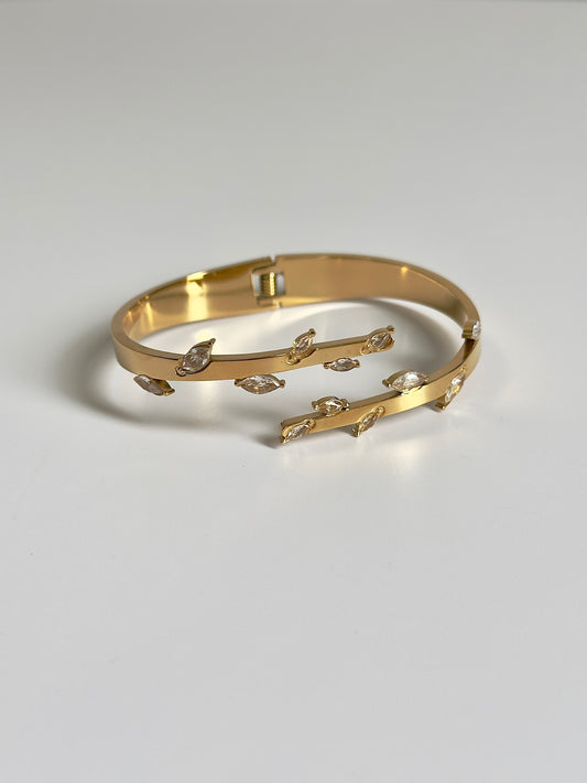 Crystal Leaf Hinge Bracelet