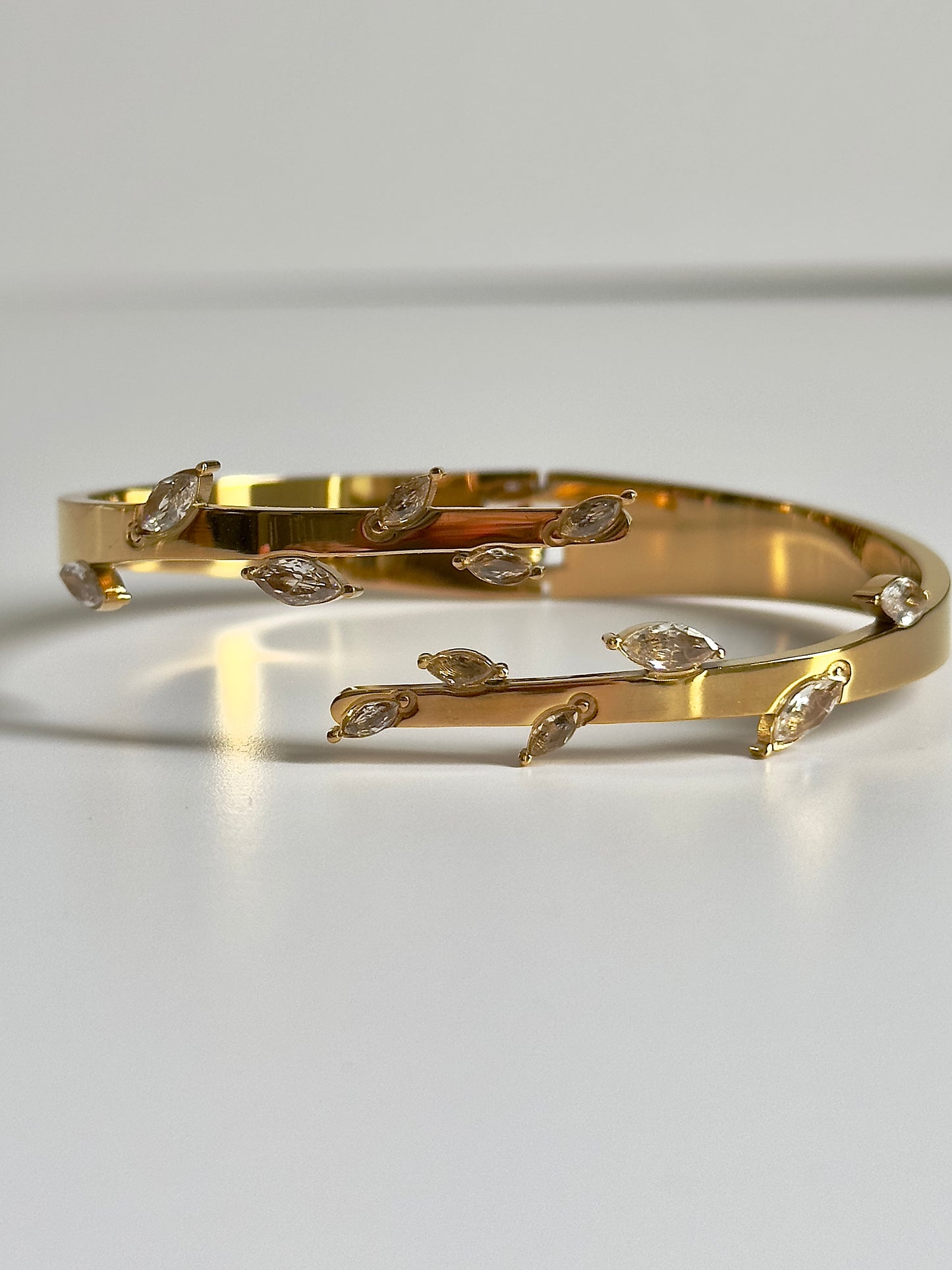 Crystal Leaf Hinge Bracelet