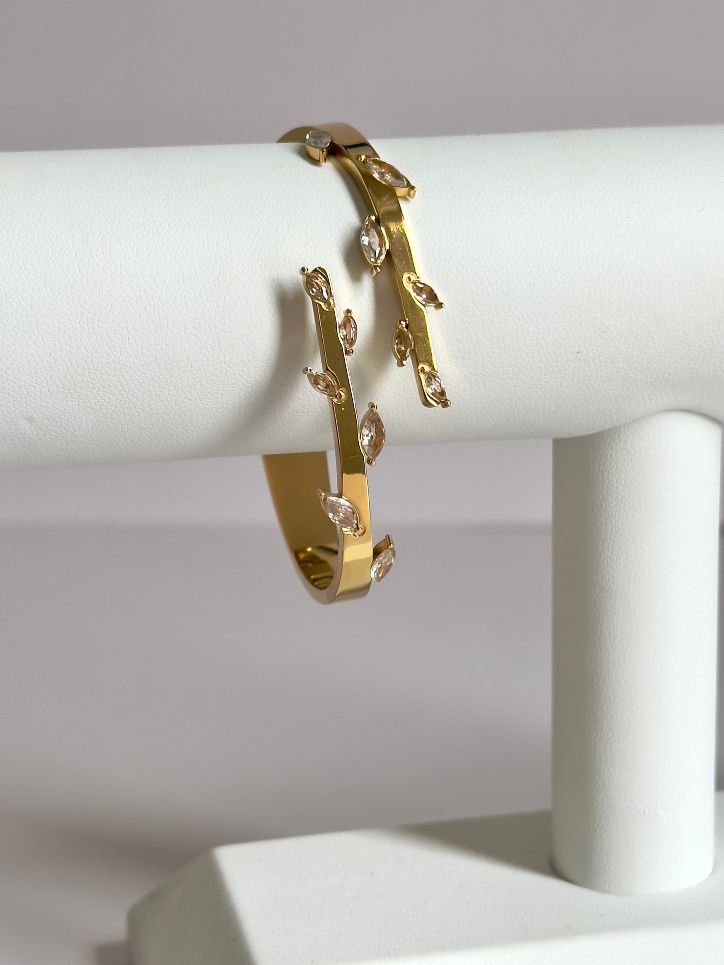 Crystal Leaf Hinge Bracelet