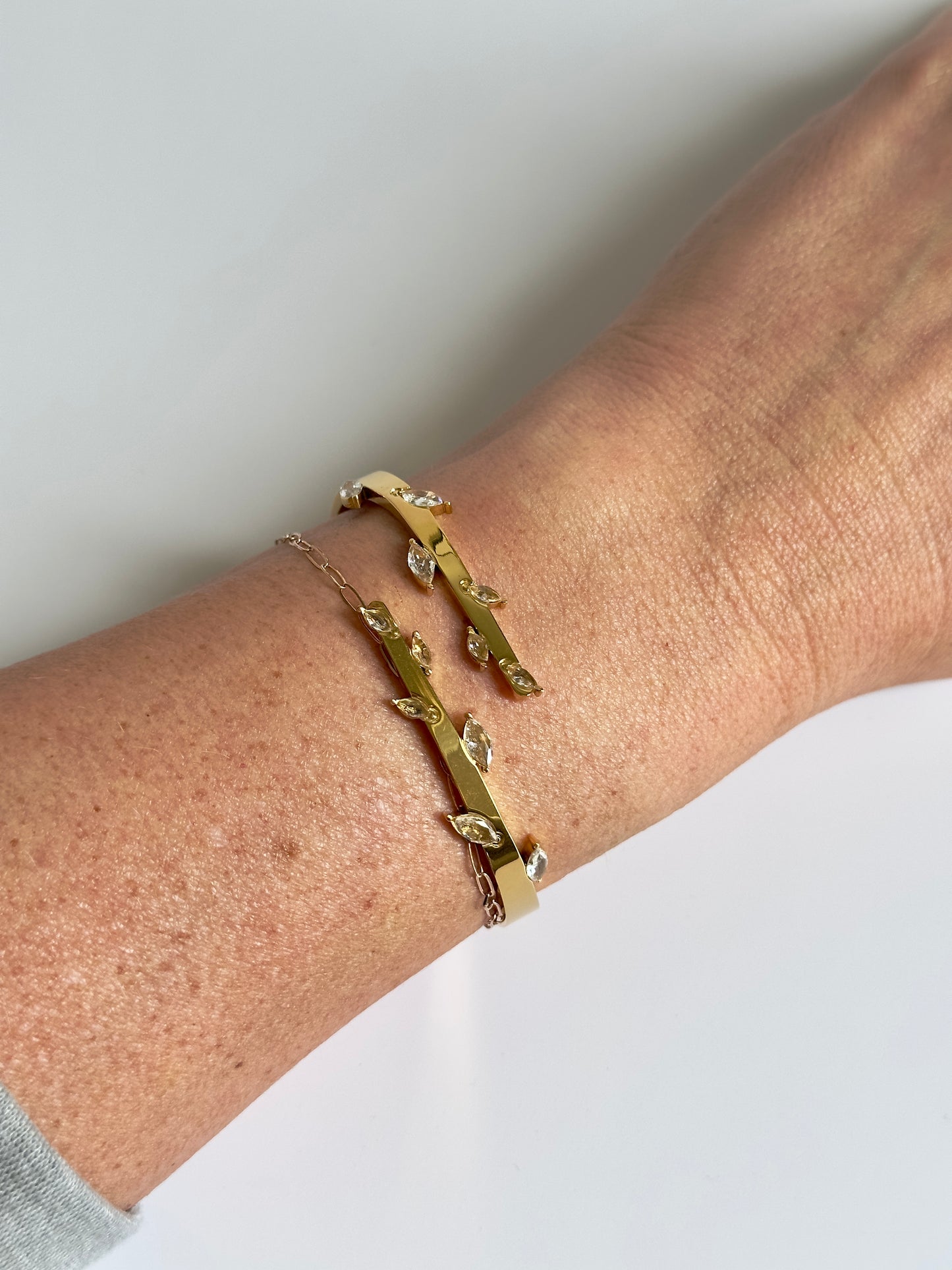 Crystal Leaf Hinge Bracelet