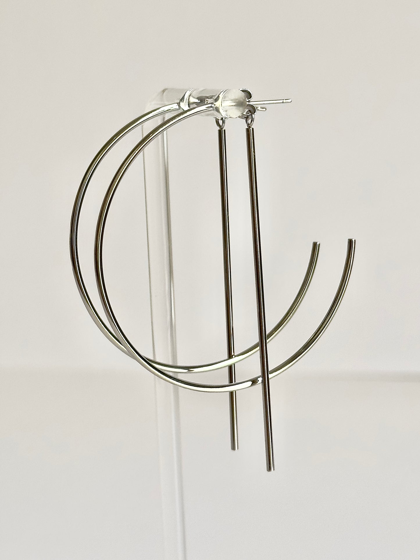 Bar Hoop Silver Earrings