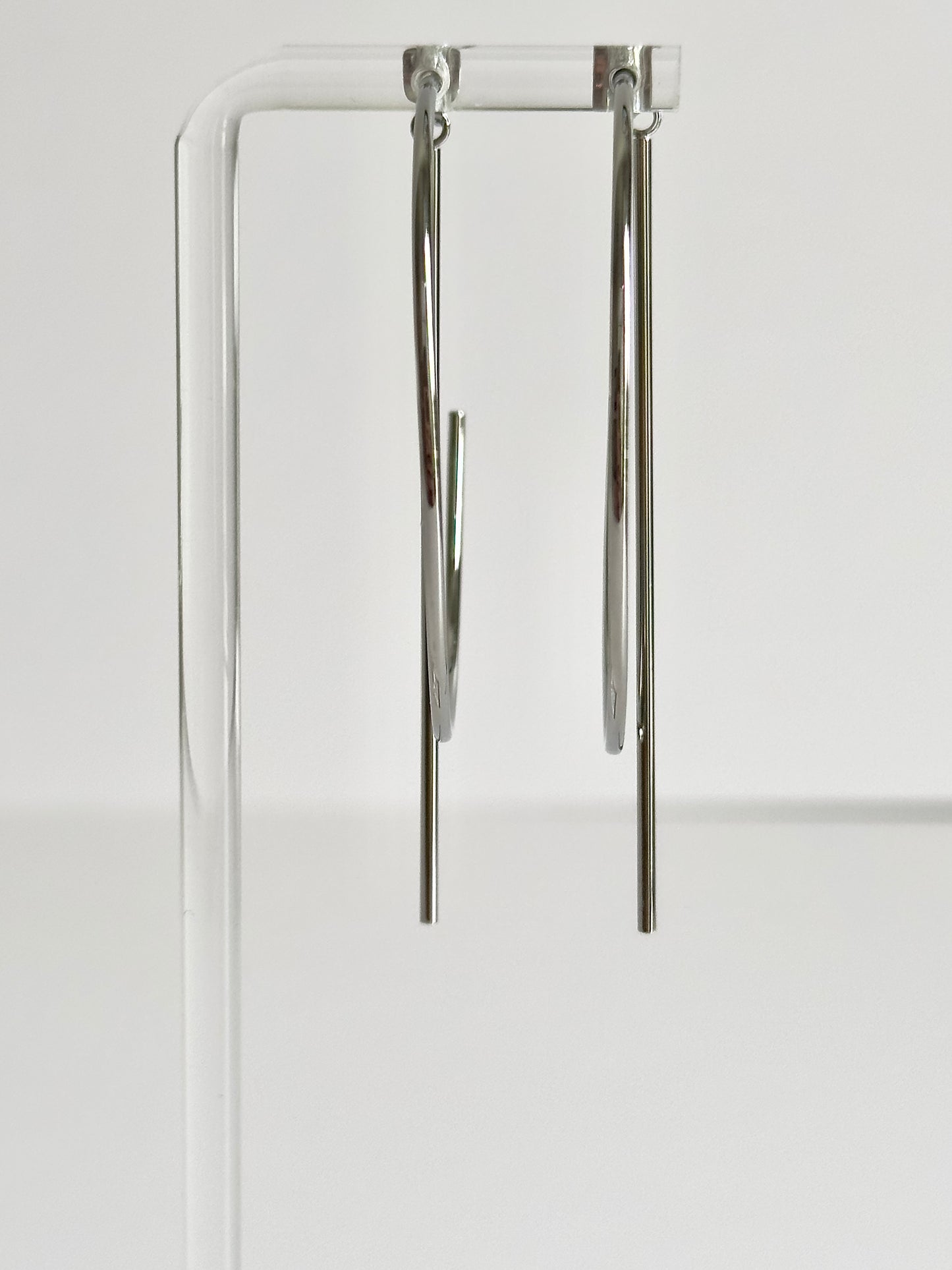Bar Hoop Silver Earrings