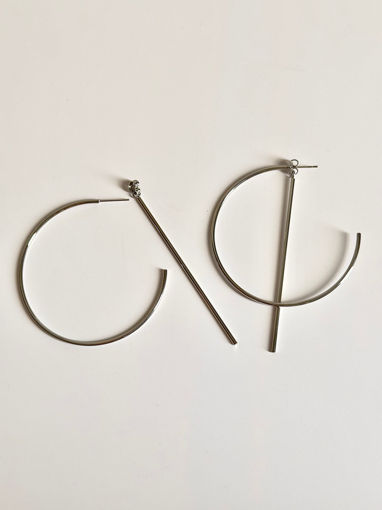 Bar Hoop Silver Earrings