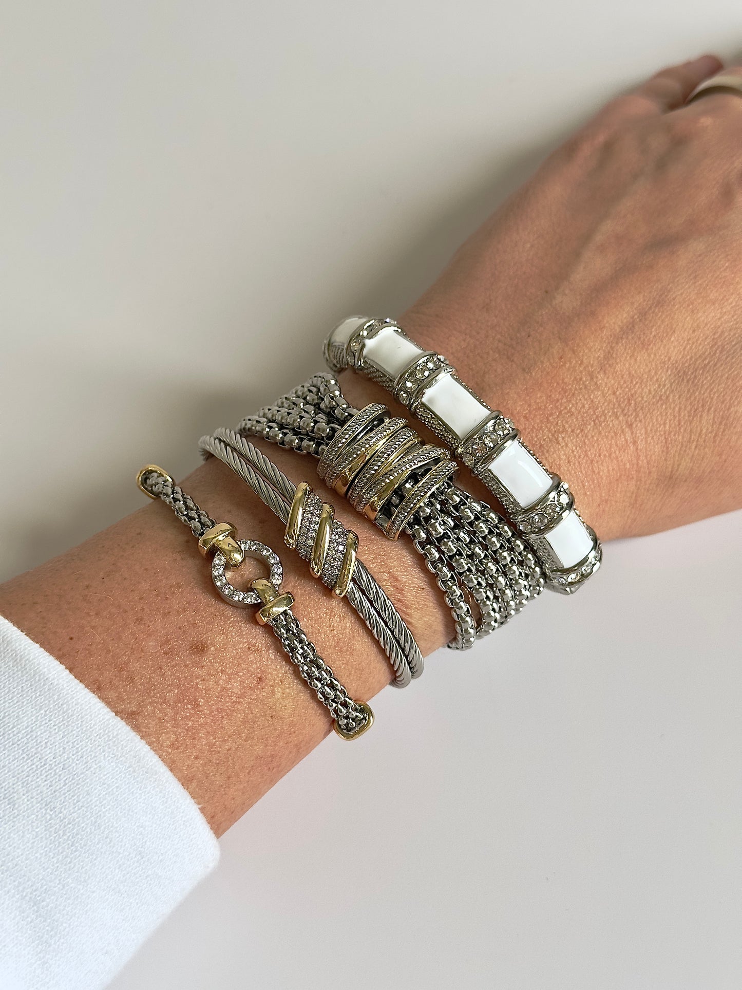 Silver White Bangle