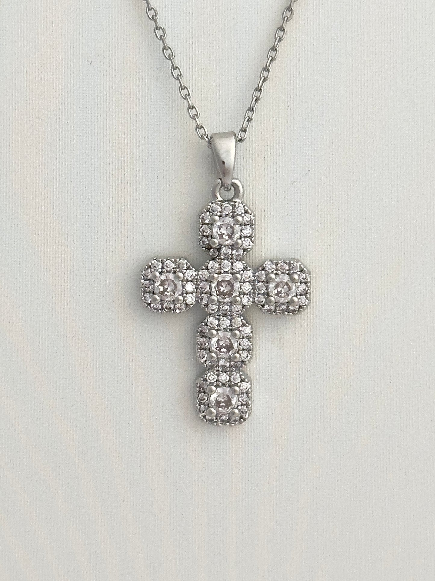 Silver Diamond Cross Necklace