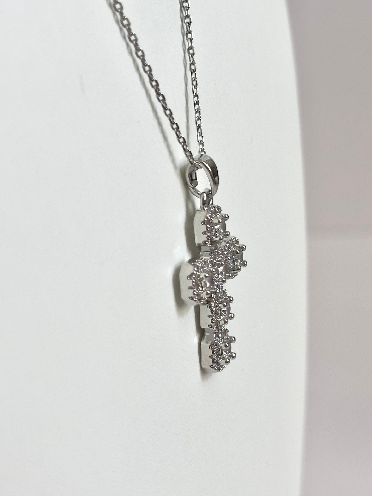Silver Diamond Cross Necklace