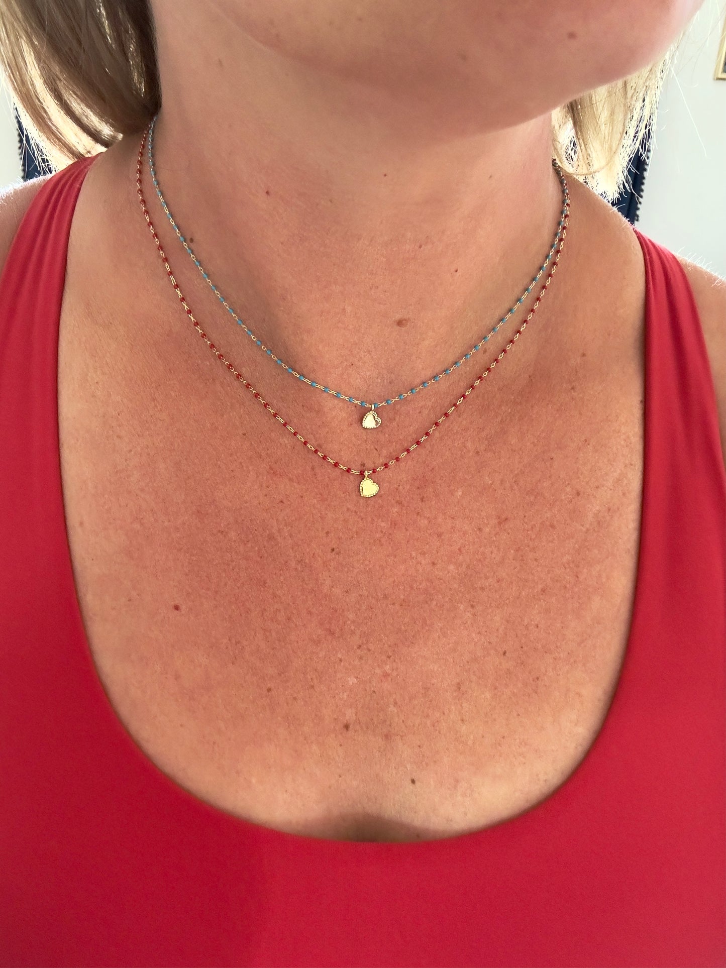 Delicate Red Beaded Necklace