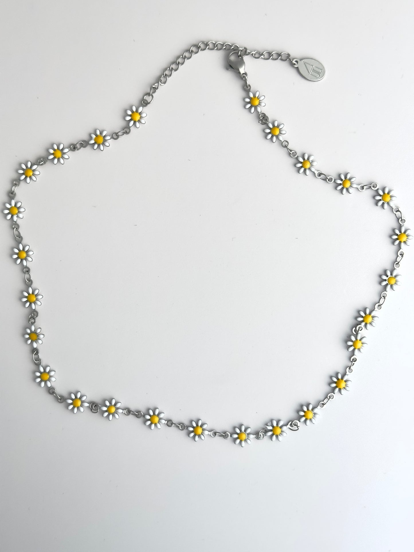 Silver White Daisy Choker
