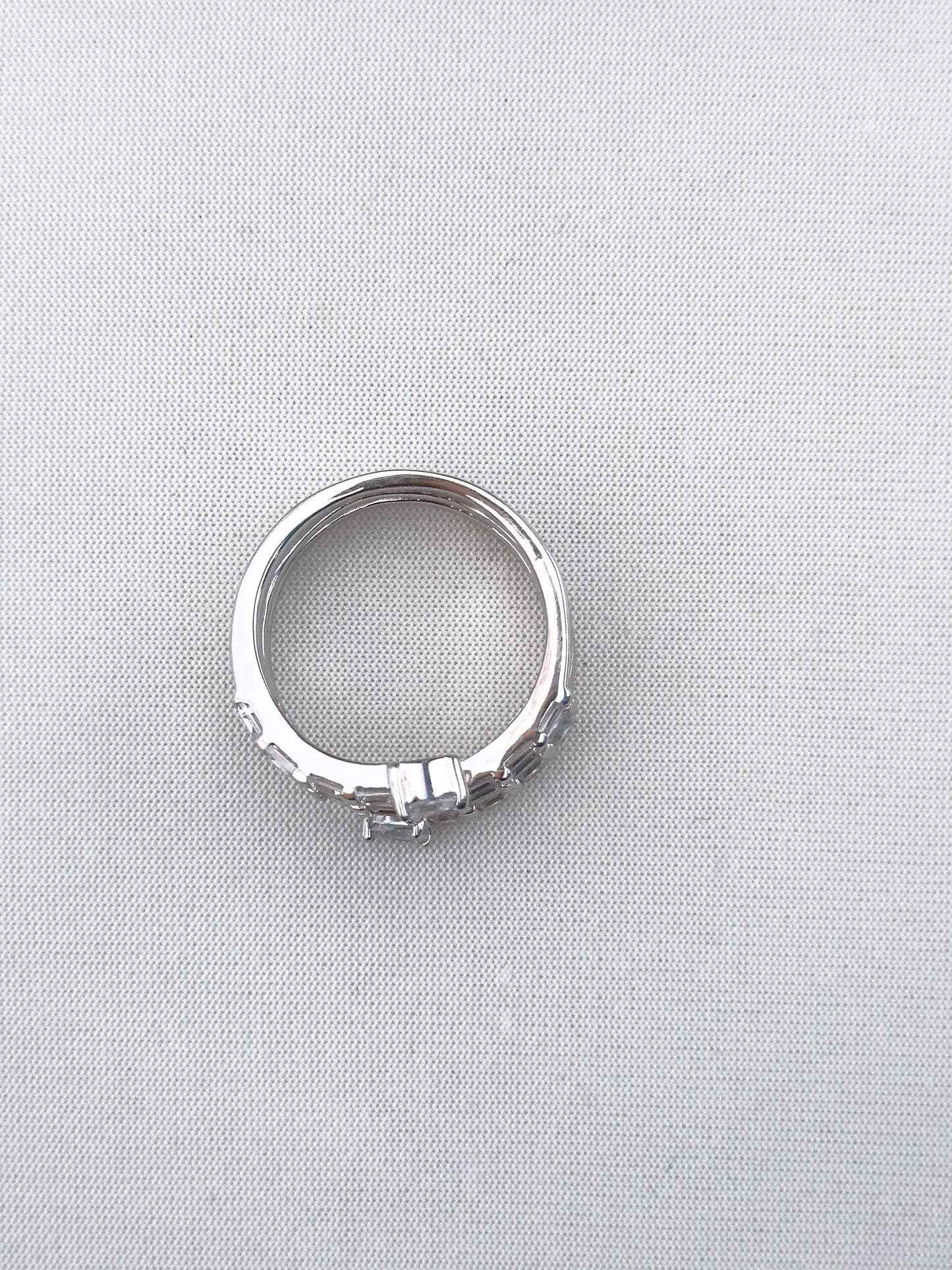 Baguette Wrap Around Silver Ring