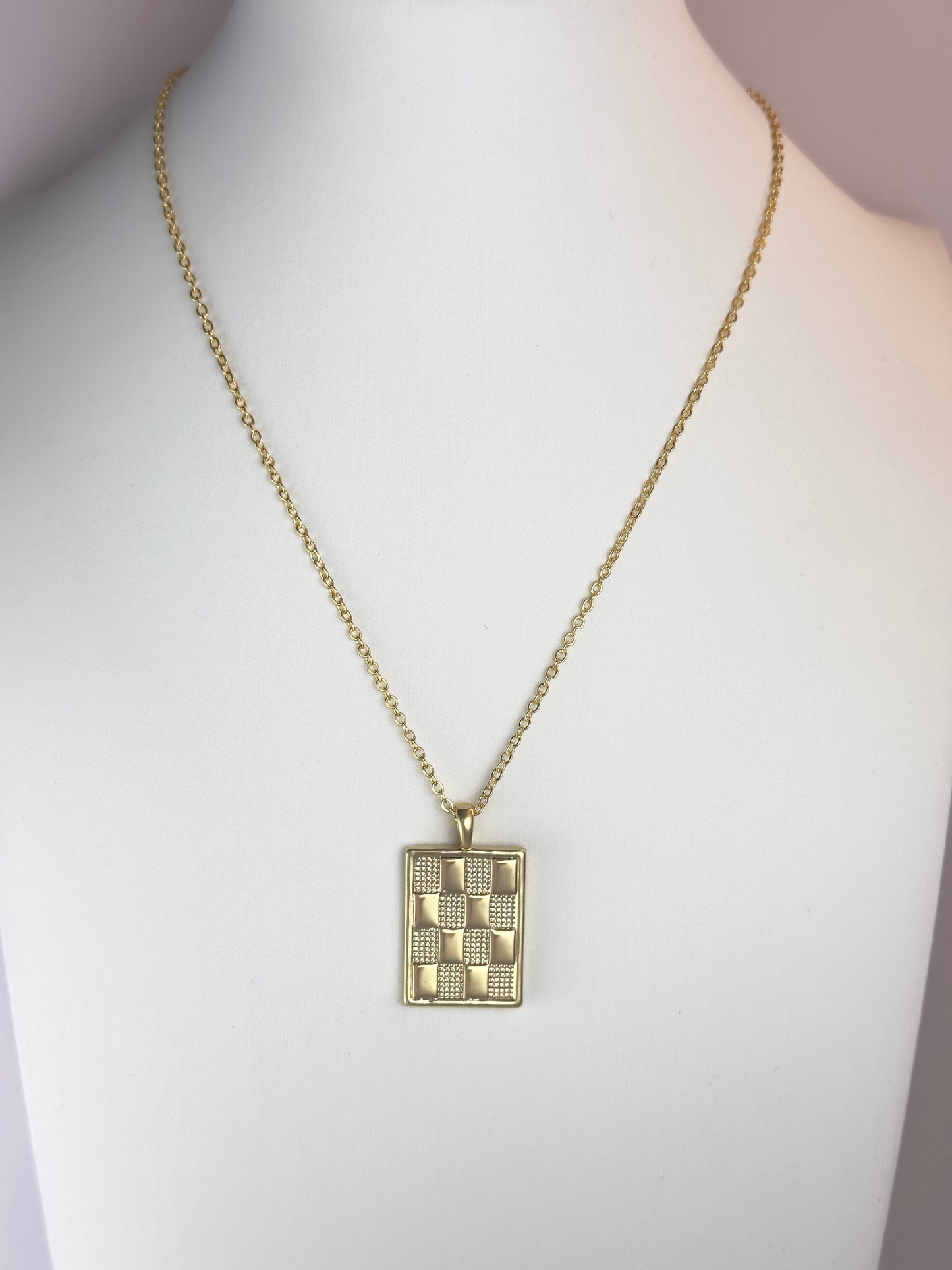 Checkered Gold Necklace