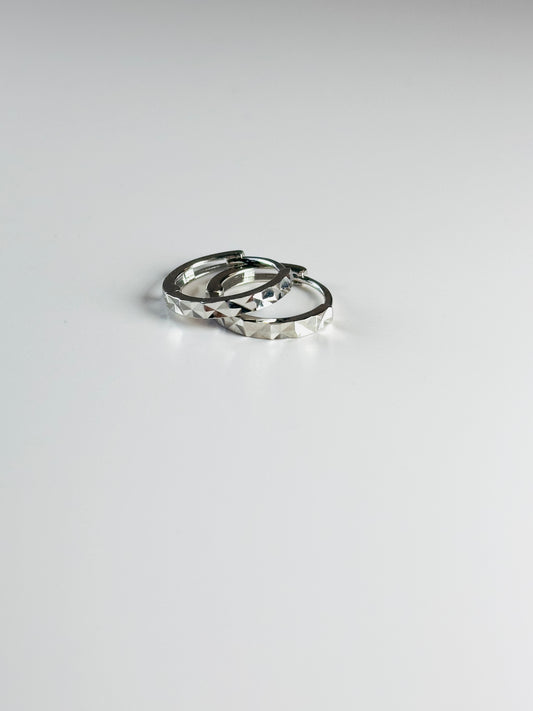 Textured Silver Huggie