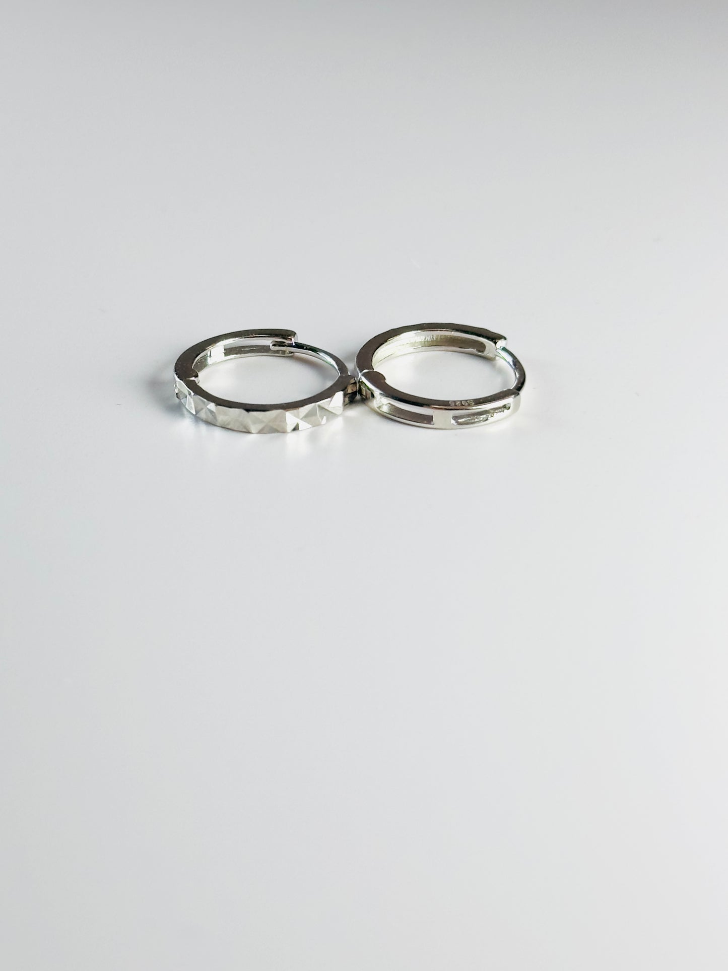 Textured Silver Huggie