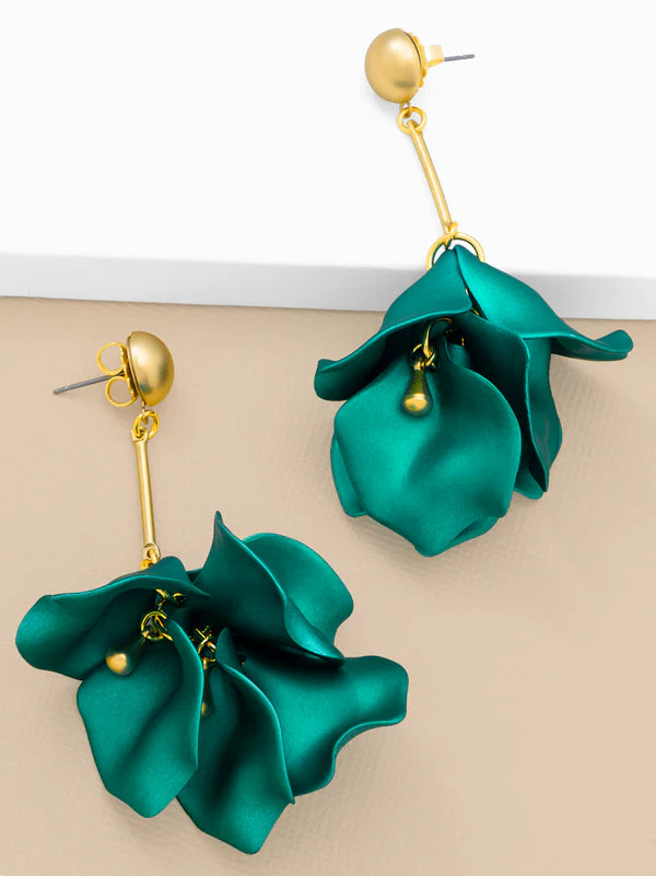 Dark Forest Green Petal Earrings popular