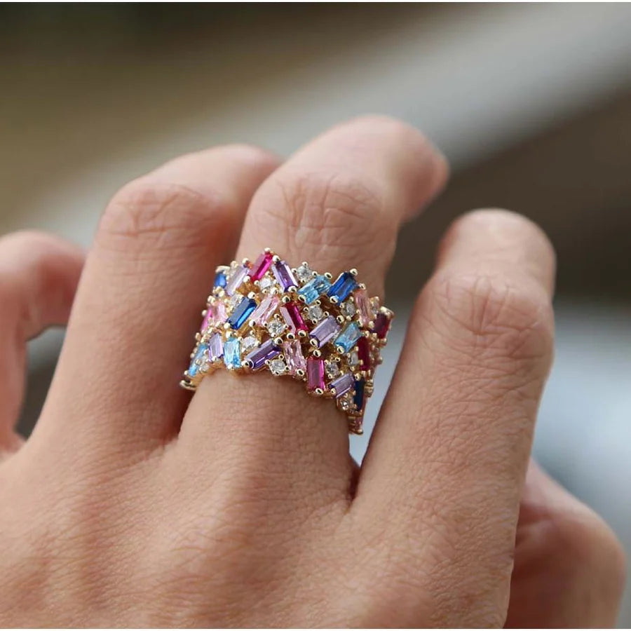 Rainbow Baguette Ring