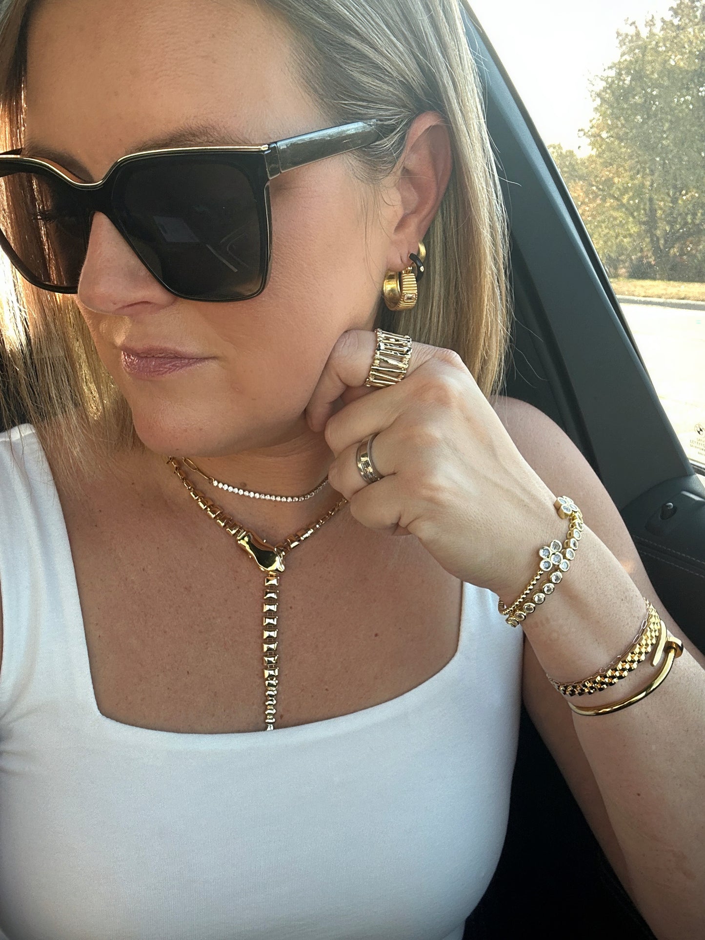 Y Snake Gold Necklace