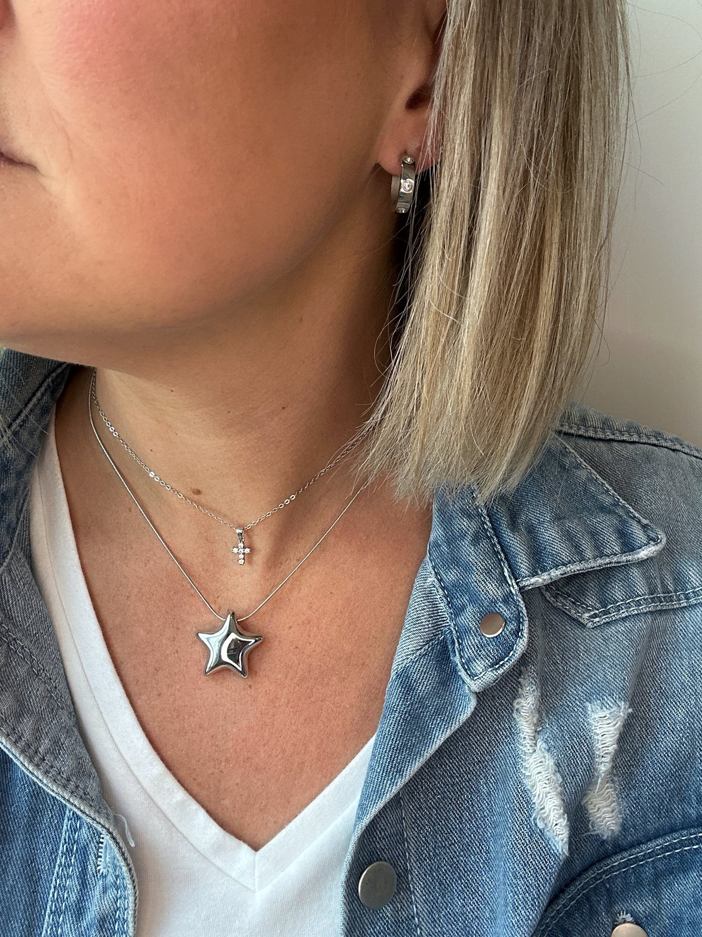 Mini Cross Necklace Silver