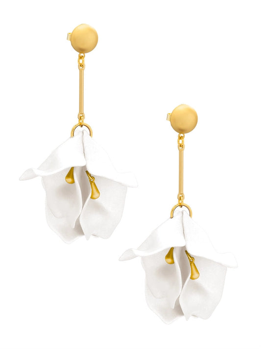 White Petal Drop Earring