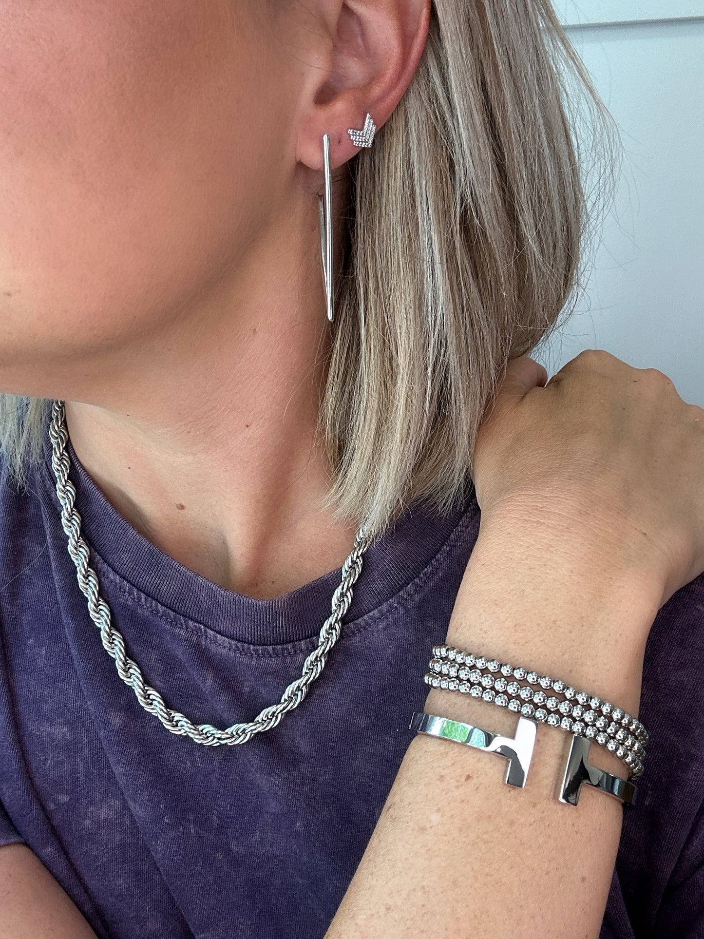 Triple Silver Stack Bracelets