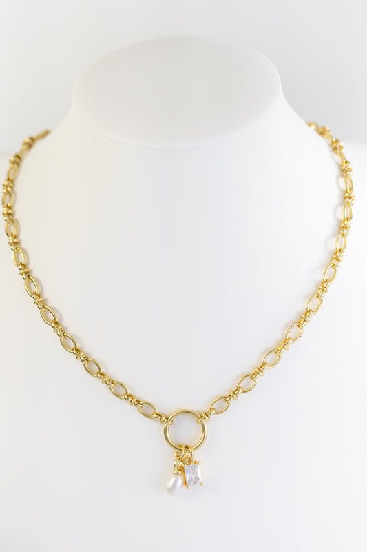 Diamond Pearl Pendant Chain Necklace