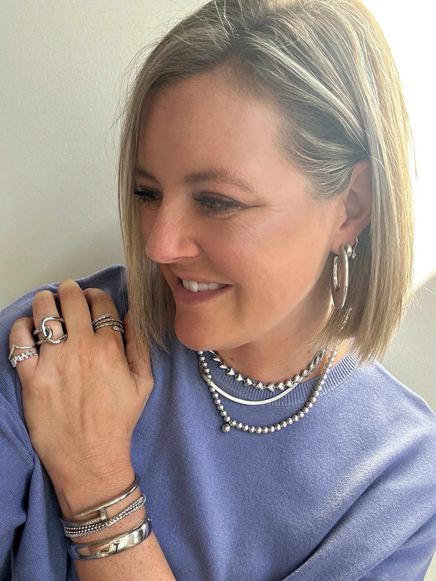 Dainty Silver Crystal Huggies