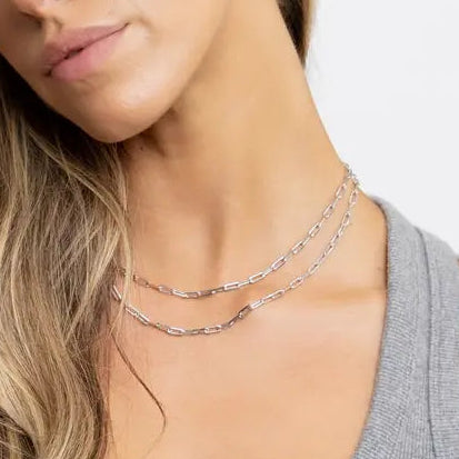 Paperclip Silver Chain Necklace