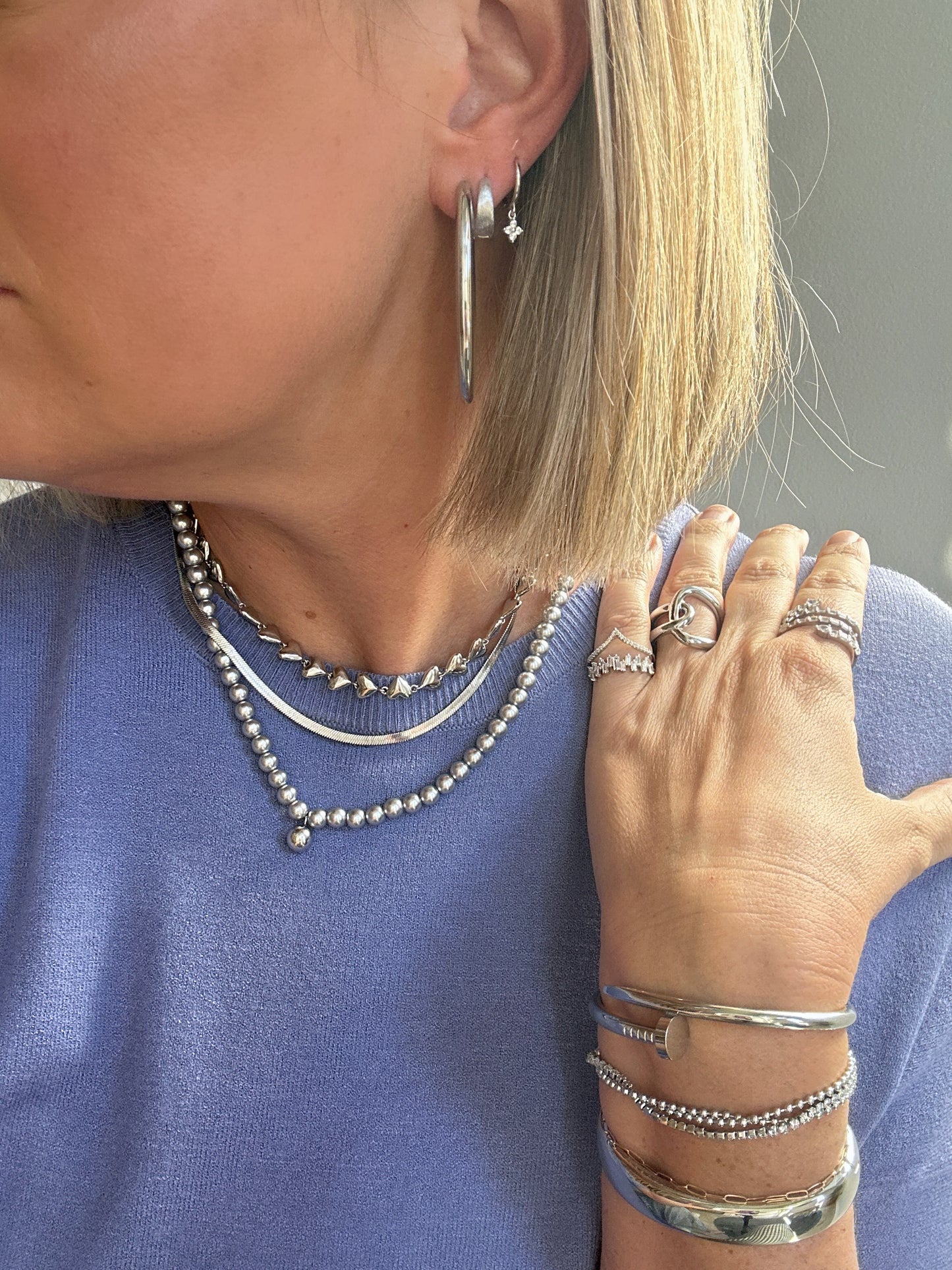 Dainty Silver Crystal Huggies