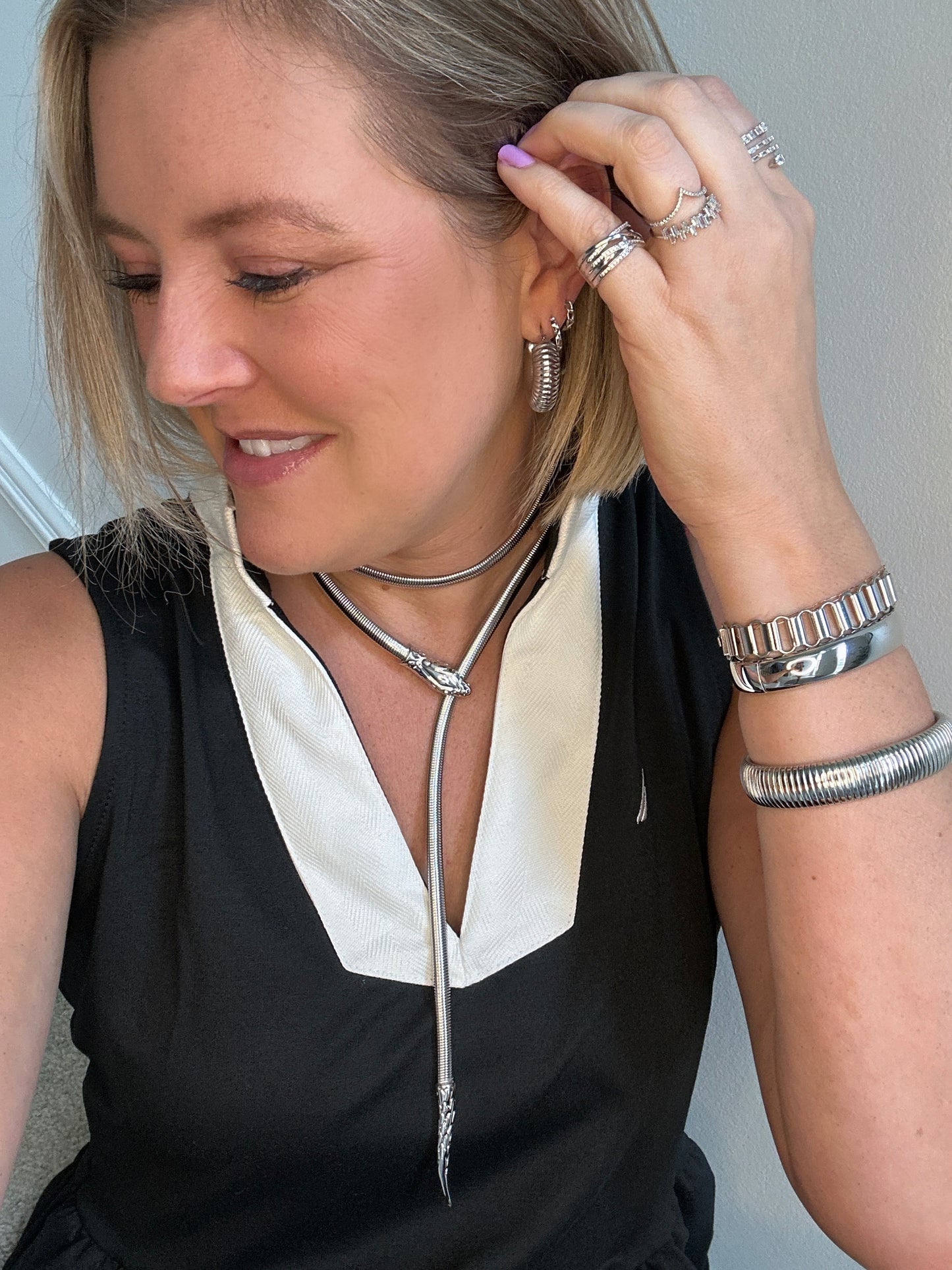 Baguette Wrap Around Silver Ring