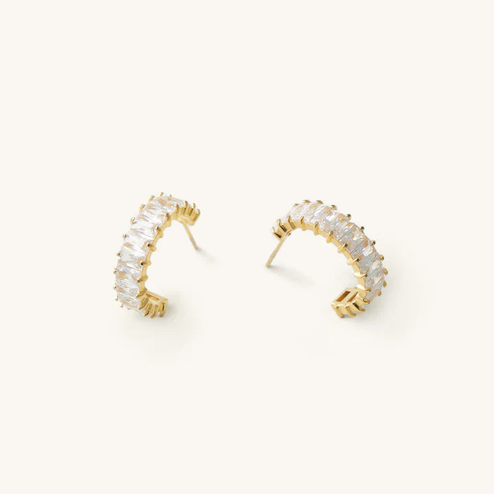 Gold Crystal Shimmer Hoops