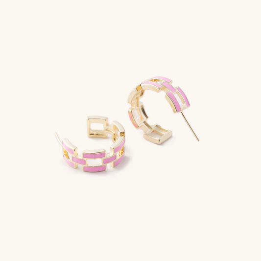 Pink and Gold Acrylic Hoops